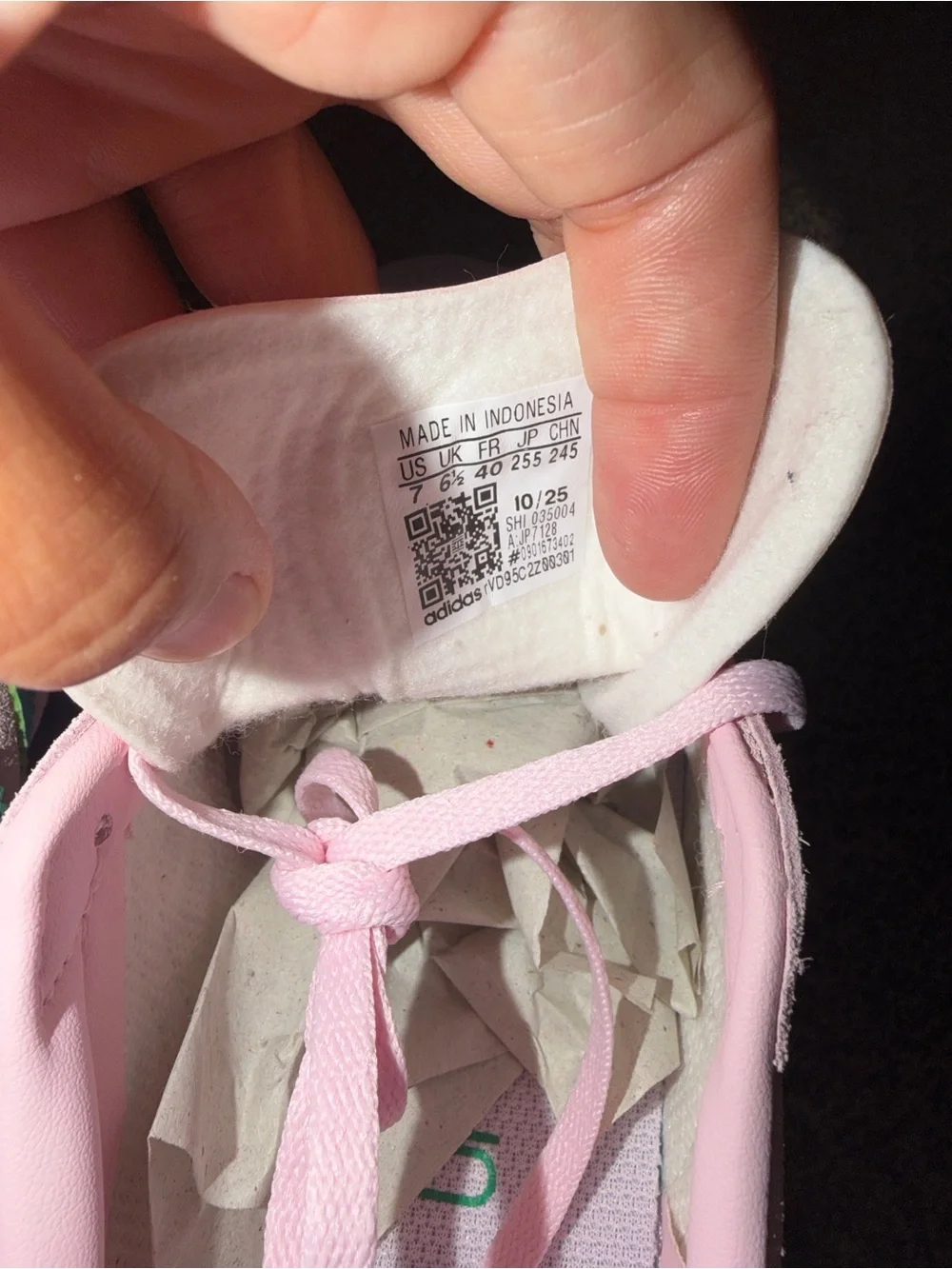 adidas Kids Pink Suede Sneakers with Green Stripes and Gum Sole